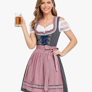 Traditional Pink and Blue Dirndl Dress
